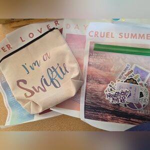 TAYLOR SWIFT LOT 4 Album Canvas Prints, Makeup Bag, and Stickers. Canvas print